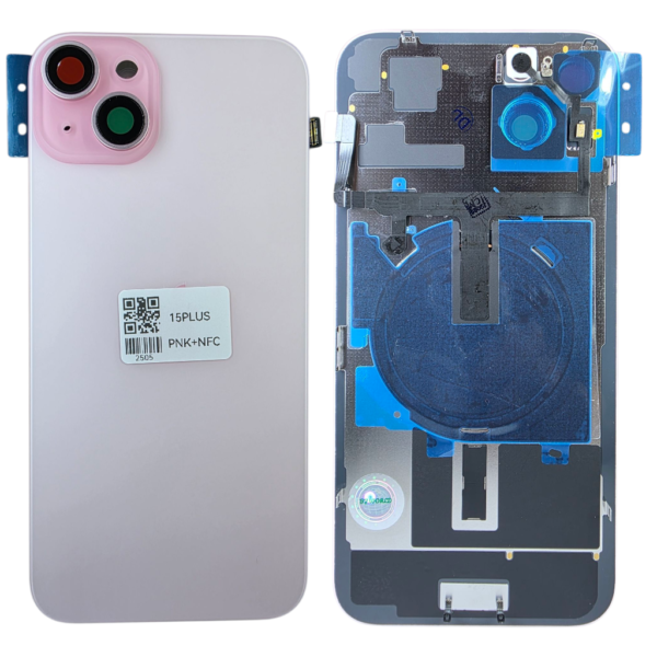 pour iPhone 15 PLUS -Extra Glass avec NFC, cadre de caméra agrandi -ROSE