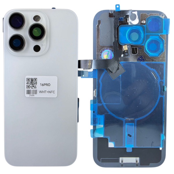 Pour iPhone 16 PRO -Extra Glass avec NFC, cadre de caméra agrandi -Titane BLANC