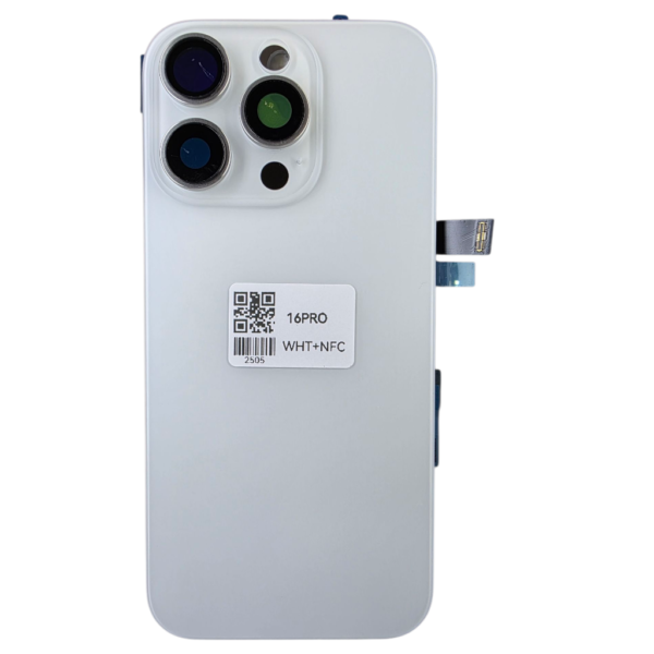 Pour iPhone 16 PRO -Extra Glass avec NFC, cadre de caméra agrandi -Titane BLANC – Image 3