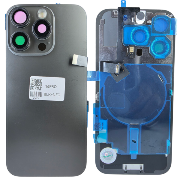 Pour iPhone 16 PRO -Extra Glass avec NFC, cadre de caméra agrandi -Titane noir