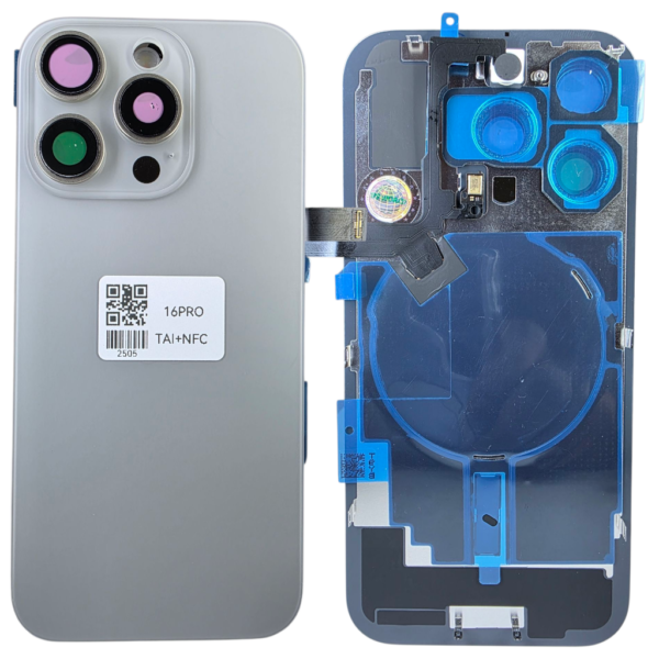 Pour iPhone 16 PRO -Extra Glass avec NFC, cadre de caméra agrandi -Titane naturel