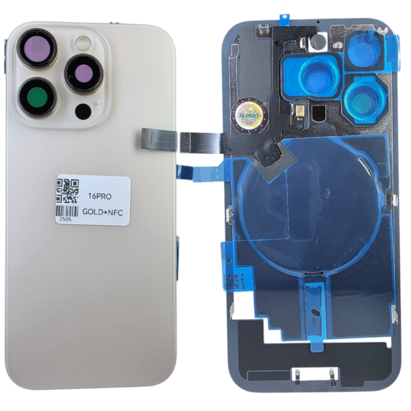 Pour iPhone 16 PRO -Extra Glass avec NFC, cadre de caméra agrandi -OR naturel