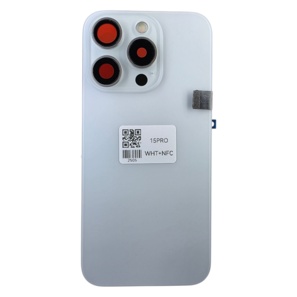 Pour iPhone 15 PRO -Extra Glass avec NFC, cadre de caméra agrandi -Titane BLANC – Image 3