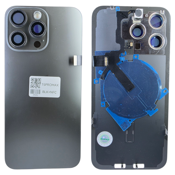 Pour iPhone 15 PRO MAX -Extra Glass avec NFC, cadre de caméra agrandi -Titane NOIR