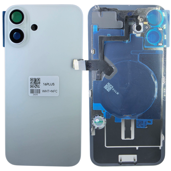 Pour iPhone 16 PLUS -Extra Glass avec NFC, cadre de caméra agrandi -BLANC