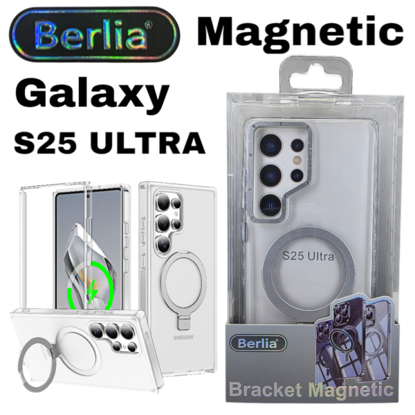 Coque de protection transparente magnétique-Berlia pour Samsung Galaxy S25 ULTRA  (Magsafe) anti-jaune