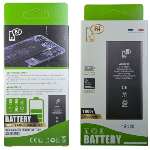 BATTERIE POUR IPHONE 16 PRO MAX -S2218-marque BJ WORLD-4685 mAh 100% GRANDE CAPACITÉ – Image 5