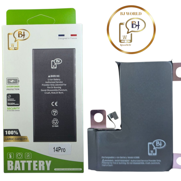 BATTERIE POUR IPHONE 14 PRO -A2866-marque BJ WORLD-3200 mAh 100% GRANDE CAPACITÉ