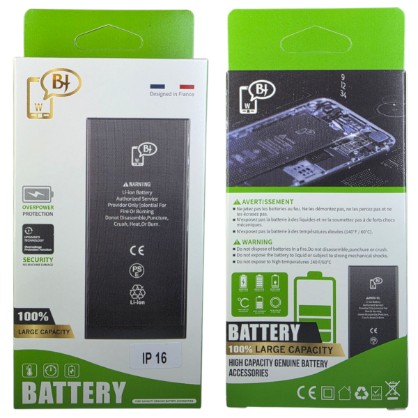 BATTERIE POUR IPHONE 16 -R45065-marque BJ WORLD-3110mAh 100% GRANDE CAPACITÉ – Image 4