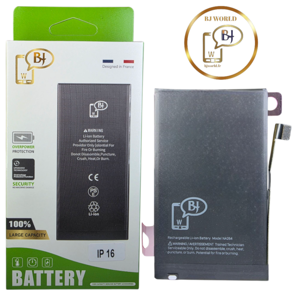 BATTERIE POUR IPHONE 16 -R45065-marque BJ WORLD-3110mAh 100% GRANDE CAPACITÉ