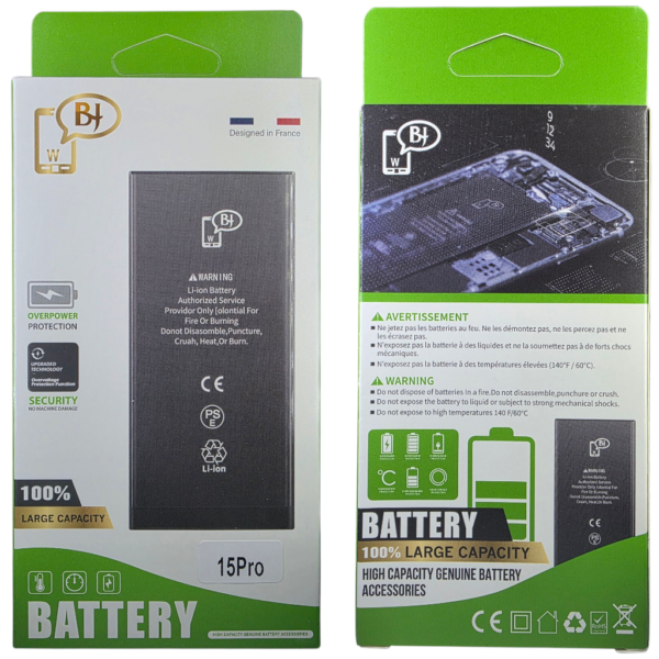 BATTERIE POUR IPHONE 15 PRO -A3011-marque BJ WORLD-3274mAh 100% GRANDE CAPACITÉ – Image 4