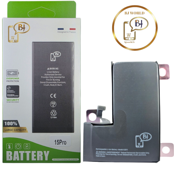 BATTERIE POUR IPHONE 15 PRO -A3011-marque BJ WORLD-3274mAh 100% GRANDE CAPACITÉ