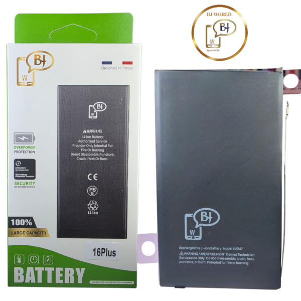 BATTERIE POUR IPHONE 16 PLUS -NA247-marque BJ WORLD-4674mAh 100% GRANDE CAPACITÉ