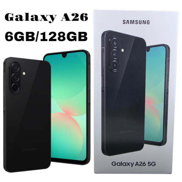 Samsung Galaxy A26 5G – A256B -6GB RAM 128 GB – Batterie : 5000 mAh VERSION INTERNATIONALE–NOIR