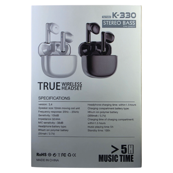 Véritable casque sans fil HEZDSET K330 avec basses stéréo et système iOS et Android. Métal – Image 5
