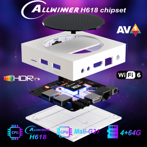 Décodeur ZOKU ULTRA HD-8K 4 Go RAM 64 Go Android 12 Smart BT Télécommande vocale Allwinner H618 Boîtier TV Streamer haute qualité – Image 5