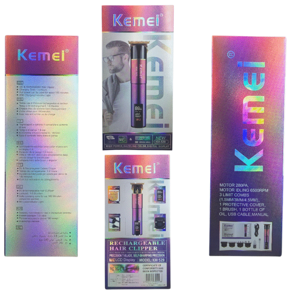 Kemei KM-529 Lame professionnelle double USE pour couper et raser les poils. Batterie 1200 mAh. – Image 2