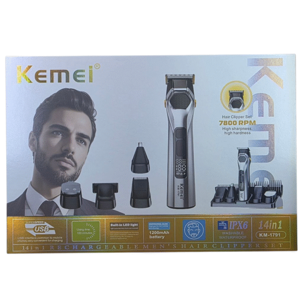 Kemei KM-1791-14 EN 1 Lame professionnelle double USE pour couper et raser les poils. Batterie 1200 mAh. – Image 5