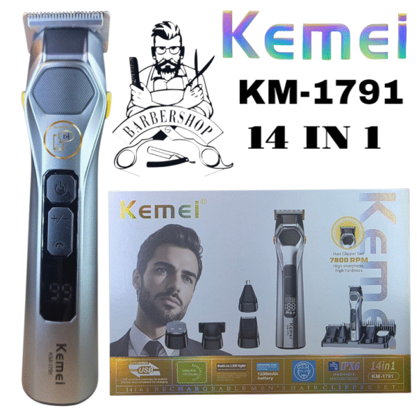 Kemei KM-1791-14 EN 1 Lame professionnelle double USE pour couper et raser les poils. Batterie 1200 mAh.