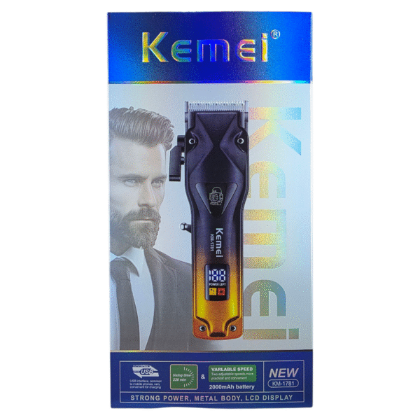 Kemei KM-1781-CORPS EN MÉTAL Lame professionnelle double USE pour couper et raser les poils. Batterie 2000mAh – Image 5