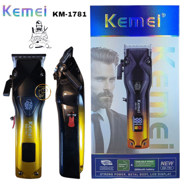 Kemei KM-1781-CORPS EN MÉTAL Lame professionnelle double USE pour couper et raser les poils. Batterie 2000mAh