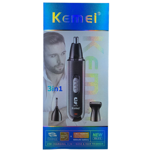 Kemei KM-313- 3IN1 Lame professionnelle double USB pour couper et raser les poils. Batterie 600mAh – Image 2